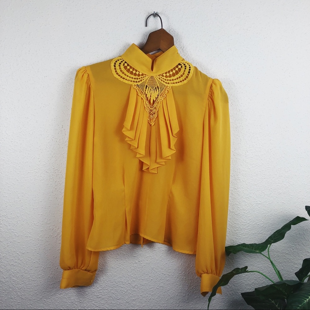 Vintage Long Sleeve Ruffle Blouse
